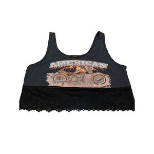 Forever 21 American Biker Rally Tank Top Lace Trim - Women's
